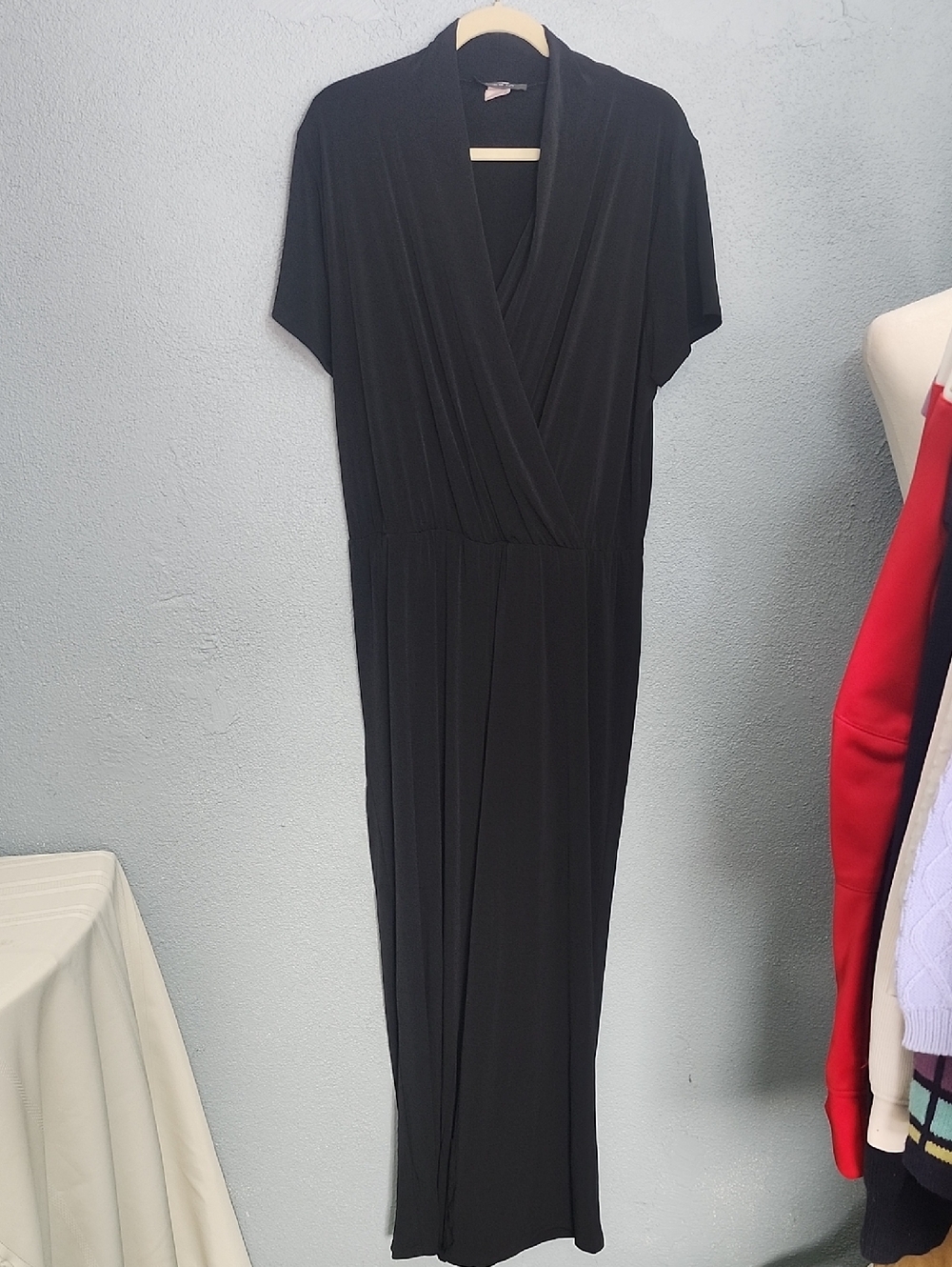 Fresh Of LA Black Short-Sleeve Cross Front Jumpsuit